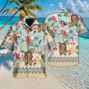 Disney Moana Hawaiian Shirt, Disneyland Moana Button Up, Disney Princess Hawaiian Shirt, Disney Summer Shirt, Tropical Moana Hawaiian Shirt