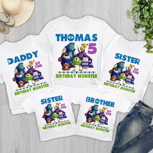 Personalized Monster Inc Family Matching T-Shirt, Monsters Sully Mike Birthday Matching Tee, Birthday Boy Kid Toddler, Family Theme Shirt RE