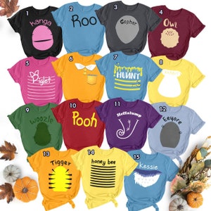 Pooh And Friends Matching Shirt, Halloween Costume For Family Group T Shirt, Birthday Party Gift, Character Movie Halloween Cosplay Tee