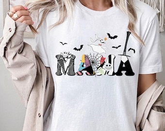 Personalized Nightmare Skeleton Theme Mama T-Shirt, Before Xmas Custom Grandma Horror Characters Sweatshirt, Mother's Day Gift For Mom RE