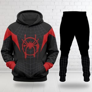 Miles Morales Master Cosplay Halloween Hoodie, Halloween Costume For Family Group T Shirt, Spiderman Fictional Costume Movie Fan Gift image 1