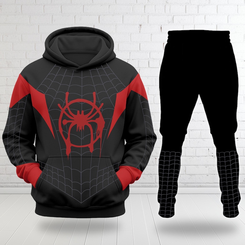 Miles Morales Master Cosplay Halloween Hoodie, Halloween Costume For Family Group T Shirt, Spiderman Fictional Costume Movie Fan Gift image 1