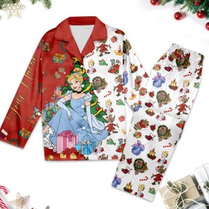 Custom Cinderella Christmas Pajamas Set Women, Cinderella Princess Christmas Pajamas, Princess Xmas Holiday Party Gift, Magic Kingdom Shirt