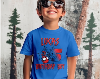 Personalized DN Spidey Birthday Shirt, Spiderman Tee, Kids Spider Theme Birthday Boy Shirt, Custom Kids Tee, Spiderman Party Gift
