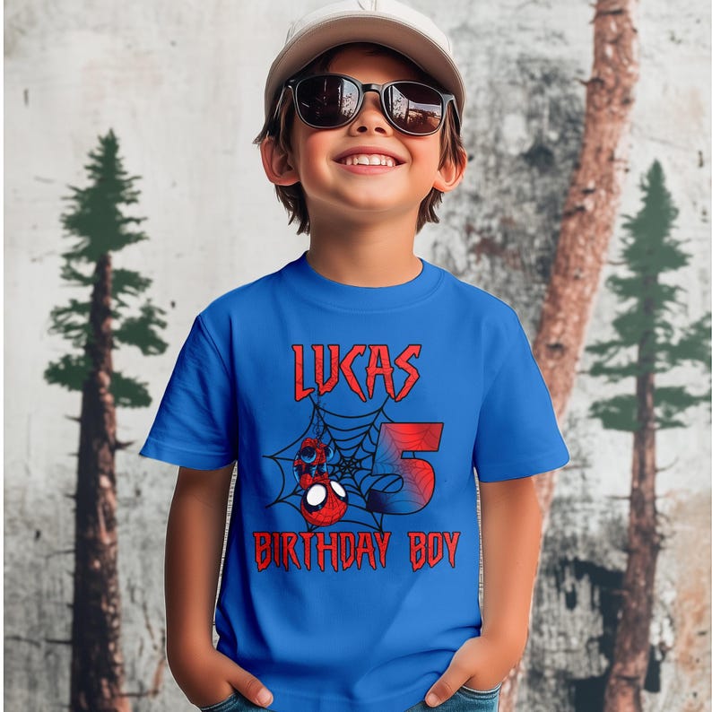 Personalized Disney Spidey Birthday Shirt, Spiderman Tee, Kids Spider Theme Birthday Boy Shirt, Custom Kids Tee, Spiderman Party Gift afbeelding 1