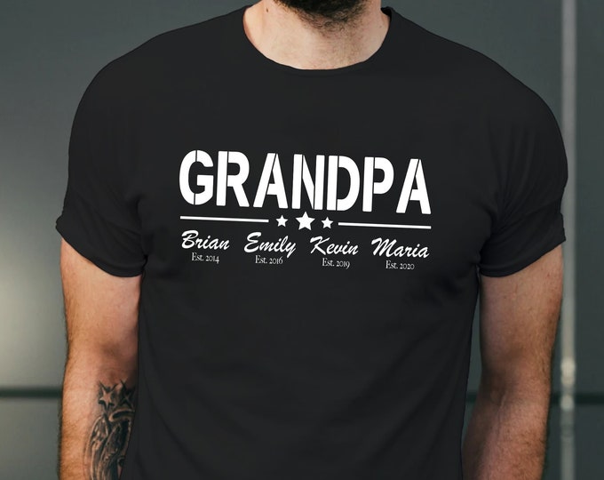 Personalized Grandpa Shirt, Grandpa With Grandkids Names Custom Shirt, Father's Day Gift, Granddad Shirt, Grandfather Birthday Tee