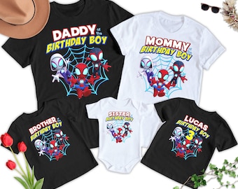 Personalized Spidey Birthday Family Shirt, Spidey And His Amazing Friends Matching TShirt, Super Hero Birthday Group Shirt, Family Party Tee