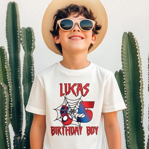 Personalized Disney Spidey Birthday Shirt, Spiderman Tee, Kids Spider Theme Birthday Boy Shirt, Custom Kids Tee, Spiderman Party Gift afbeelding 3