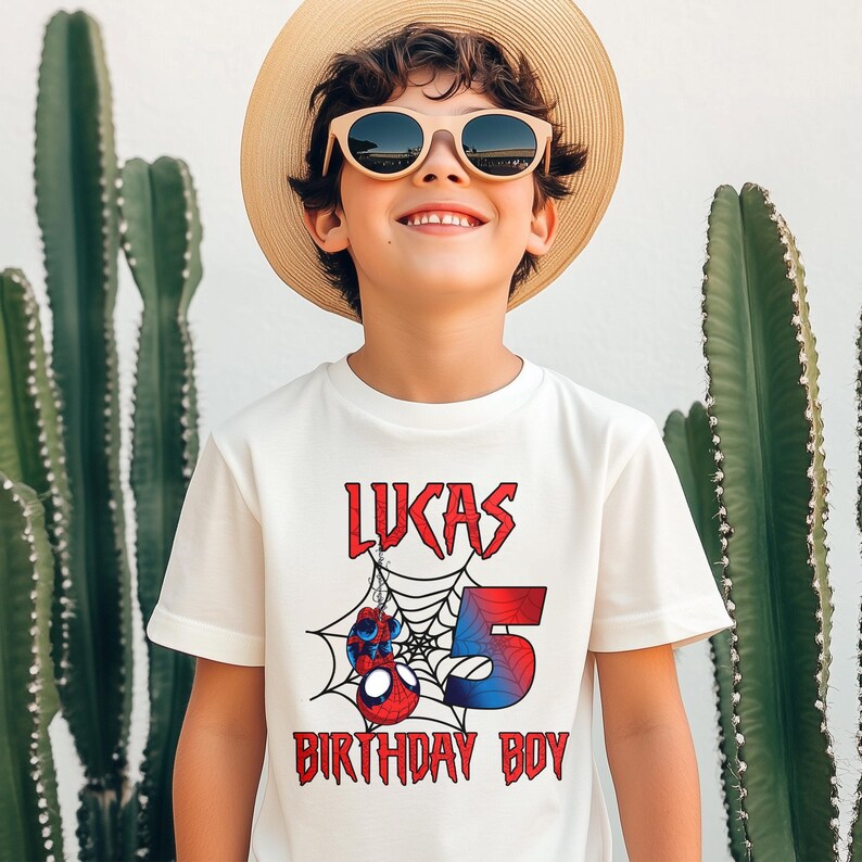 Personalized Disney Spidey Birthday Shirt, Spiderman Tee, Kids Spider Theme Birthday Boy Shirt, Custom Kids Tee, Spiderman Party Gift afbeelding 3