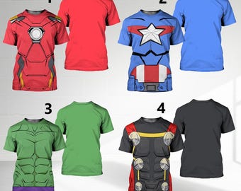 Superhero Team Costume 3D T-Shirt, Marvelous Hero Cosplay Party, Halloween Costume For Family Group T Shirt, Superhero Trip Matching Tee