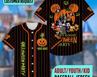 Custom Mickey's Not-So-Scary Halloween Party Matching Jersey, Disney Halloween Family Matching Baseball Jersey, Disney Halloween Jersey