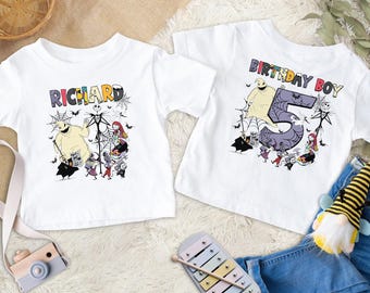 Personalized Nightmare Christmas Birthday Family Matching Shirt, DisneyBirthday Boy Shirt, Jack Skellington Party Halloween Shirt RE