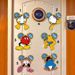 Personalized Mickey And Friends Stuck In a Porthole Magnets, Disney Cruise Line Magnet, Custom Funny Disney Family Stateroom Door Decor