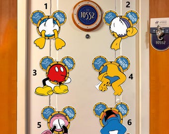 Personalized Mickey And Friends Stuck In a Porthole Magnets, DN Cruise Line Magnet, Custom Funny DN Family Stateroom Door Decor