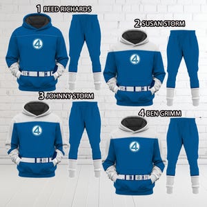 Sweat à Capuche Marvel The Fantastic Four: First Steps - Logo '4' Officiel - Pour Fans, Déguisement, Cadeau