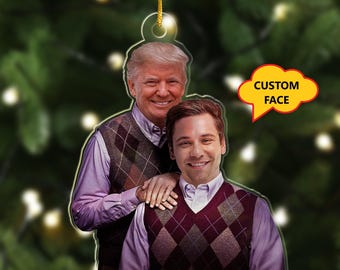 Custom Your Face With Trump Brothers Ornament, Republican Ornament, Trump Lover Ornament, US President Acrylic Christmas Tree Decor