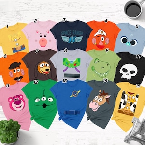 Funny Toy Story Characters Costume Halloween T-Shirt, Woody Buzz Lightyear Head Costume Spooky Season Shirt, Family Matching Halloween Tee