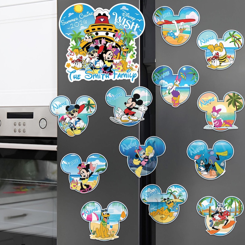 Personalized Mickey And Friends Summer Cruise 2025 Magnet, DN Cruise Door Magnet, Family Cruise Magnets, Cruise Ship Stateroom Decor image 4