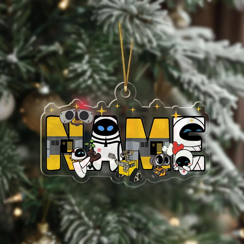 Personalized Walle Movie Christmas Ornament, Custom Name Romantic