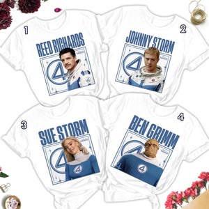 Fantastic Four Movie 2025 Character T-Shirt, Fantastic Four First Steps Movie Shirt, Pedro Pascal Reed Richards Boyfriend Girlfriend Gift