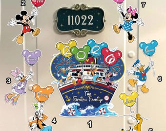 Personalized DN Cruise Line Balloon Magnet, Mickey & Friends Family Cruise Vacation Magnet, Cruise Vacation 2026 Door Stateroom Decor