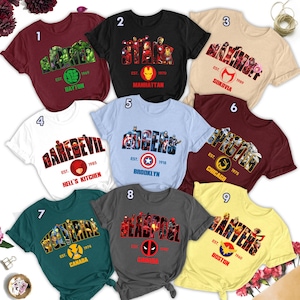Custom Superhero Movie Characters Name Shirt, All  Avengers Team Characters  Family Trip Matching Shirt, Hero Universe Group Shirt RE