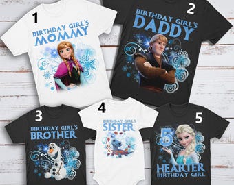 Personalized Frozen Birthday Matching Shirt, Customized Elsa Anna Kristoff Olaf Birthday T-Shirt, Princess Birthday Theme, Party Outfit RE
