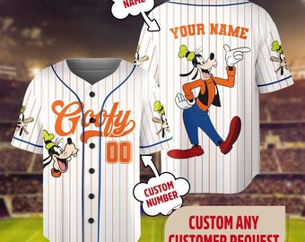 Custom DN Goofy Baseball Jersey, Custom Kid Youth Adult Mickey