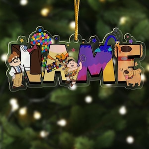 Personalized Up Movie Christmas Ornament, Custom Old Couple Adventure Xmas Tree Decor, Flying Balloon House Keepsake, Husband And Wife Gift