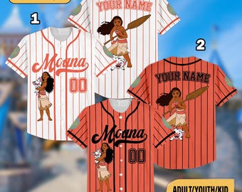 Princess Moana Simple Baseball Jersey, Custom Name DN Game Day Kid Adult Jersey, Gifts For Baseball Fan, DN Princess Matching Outfit