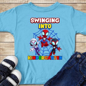Custom Peter Parker Back To School Shirt, First Day of School Shirt, Superhero Kid Toddler Boy, Spidey Swinging Into Grade Spider Shirt RE