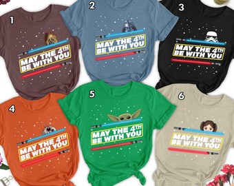 May The Fourth Be With You Family Matching T-Shirt, Star War Day Shirt, Baby Yoda Darth Vader Lightsabers Shirts, Movie Lover Group Tee RE