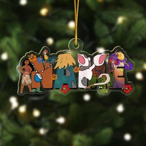Personalized Moana Princess Christmas Ornament, Moana Family And Group Of Native People Theme Xmas Tree Decor, Moana Gift For Kid