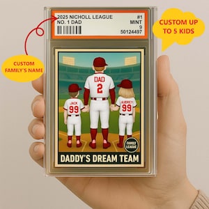 Style carte à collectionner de baseball pour papa et enfants, figurine personnalisée, bloc acrylique pour famille, plaque personnalisée pour bloc acrylique, cadeau pour la fête des pères