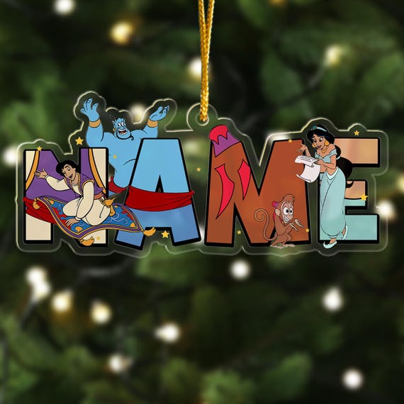 Personalized Alladin Christmas Ornament, Aladdin Jasmine Genie