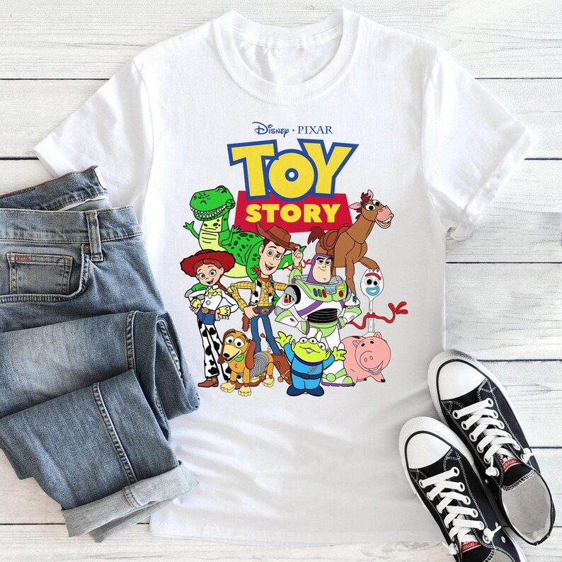 Retro Toy Story Movie Portrait Logo Shirt, Funny Toy Story Unisex T-shirt, Toy Story Family Birthday Theme Gift For Adult Kid Toddler Tee afbeelding 2