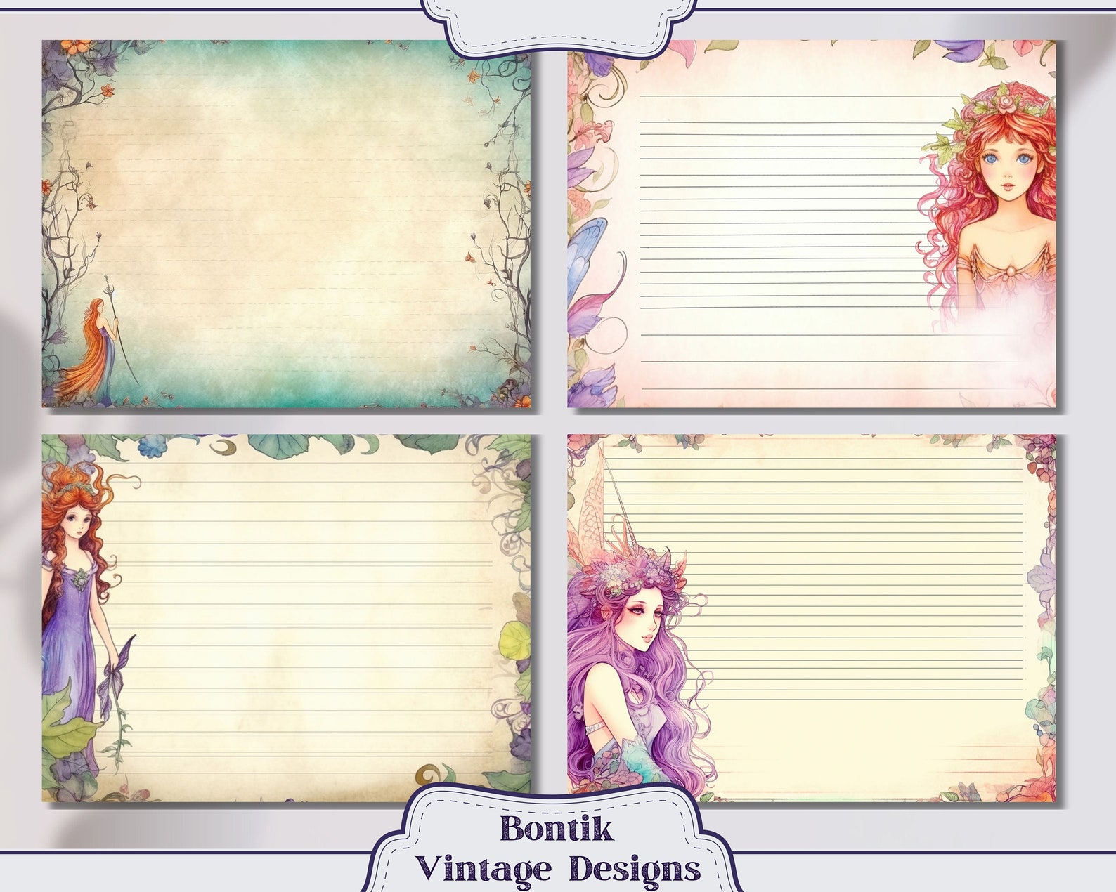 Whimsical Fairy Blank Lined Pages Vintage Junk Journal Paper, Journal ...