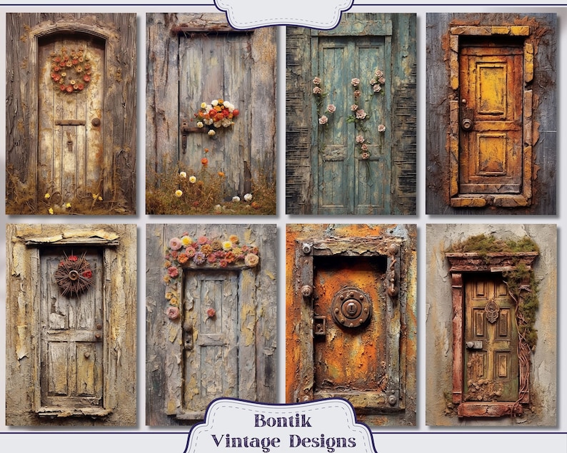 Old Doors Junk Journal Half Papers, Journal Scrapbook Supply - 16 ...