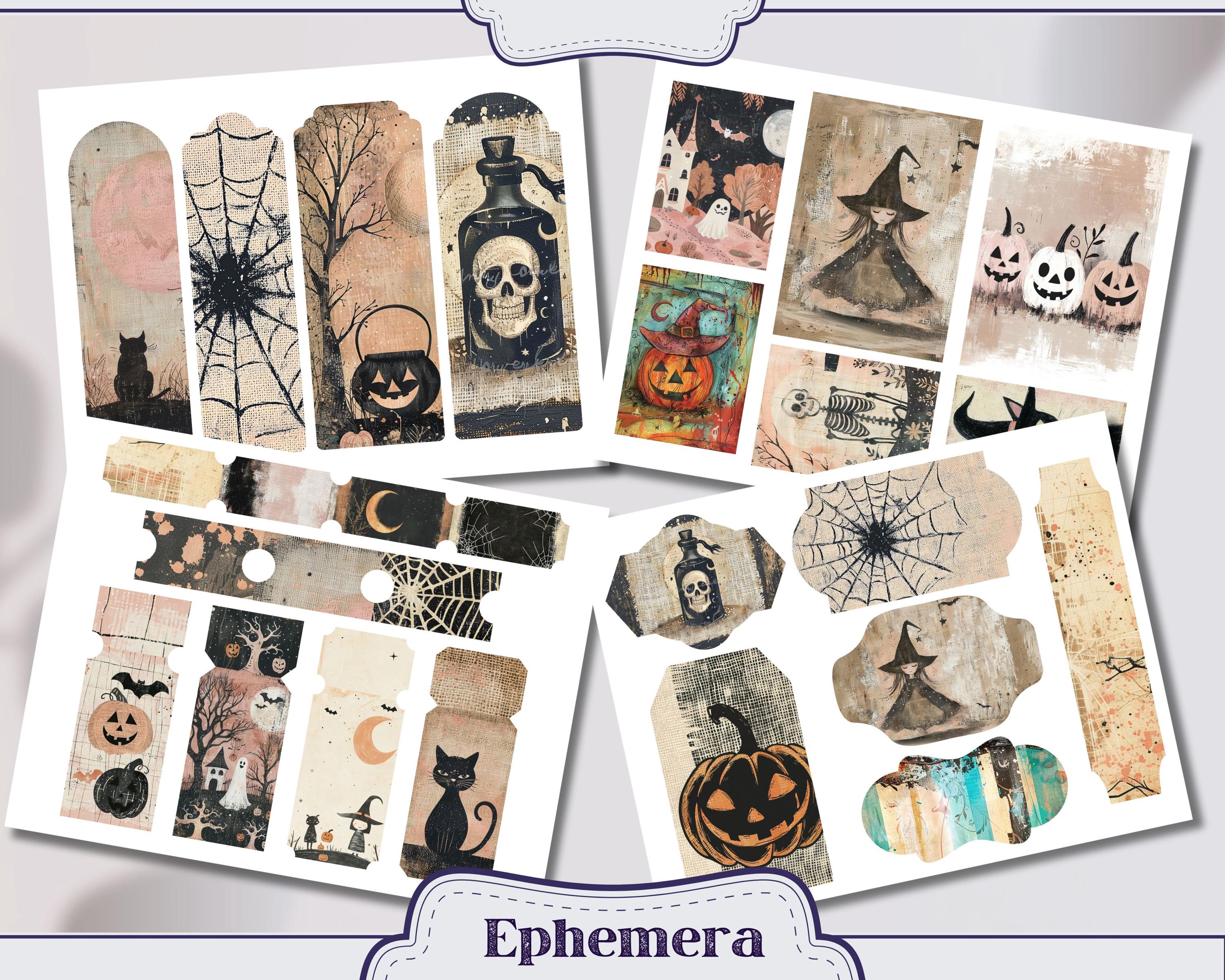 Vintage Halloween Junk Journal Printable Kit, Fall Digital Pages ...