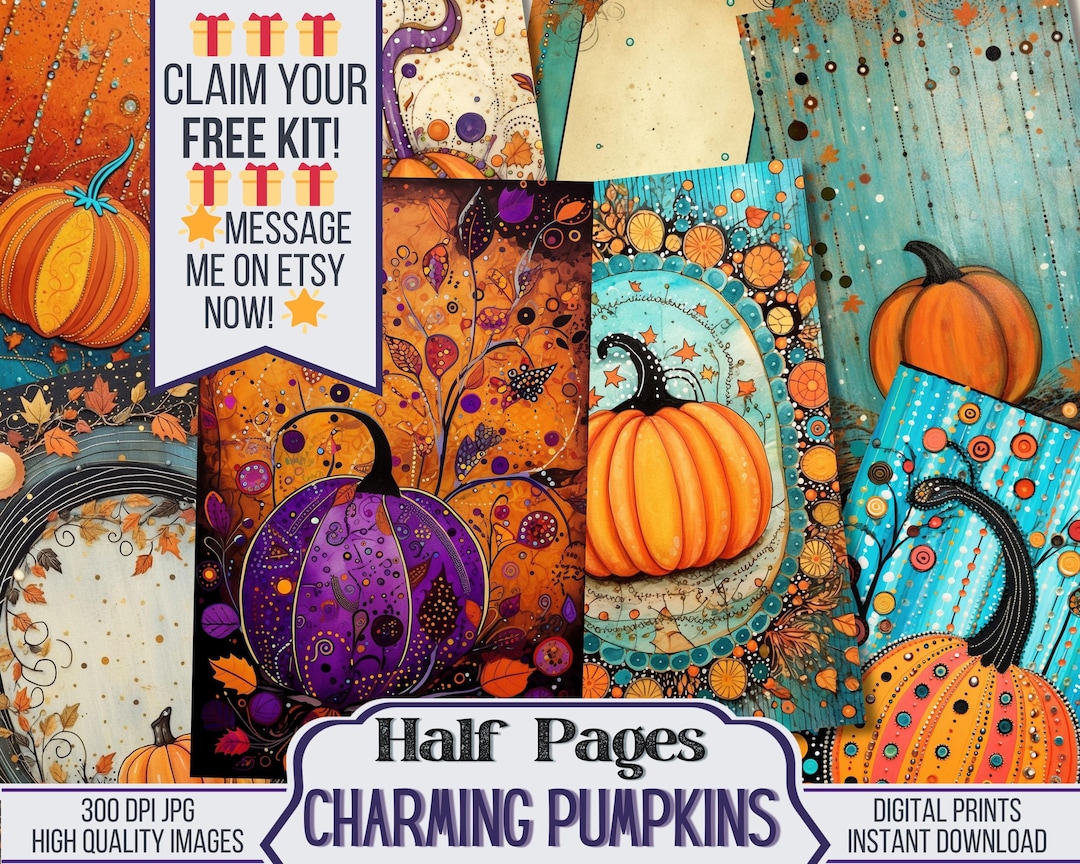Fall Junk Journal Pages Charming Pumpkins, A5 Junk Journal Printable ...
