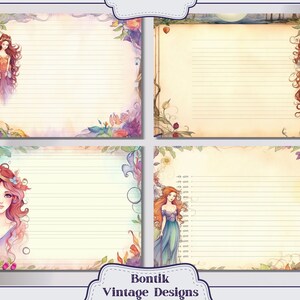 Whimsical Fairy Blank Lined Pages Vintage Junk Journal Paper, Journal ...