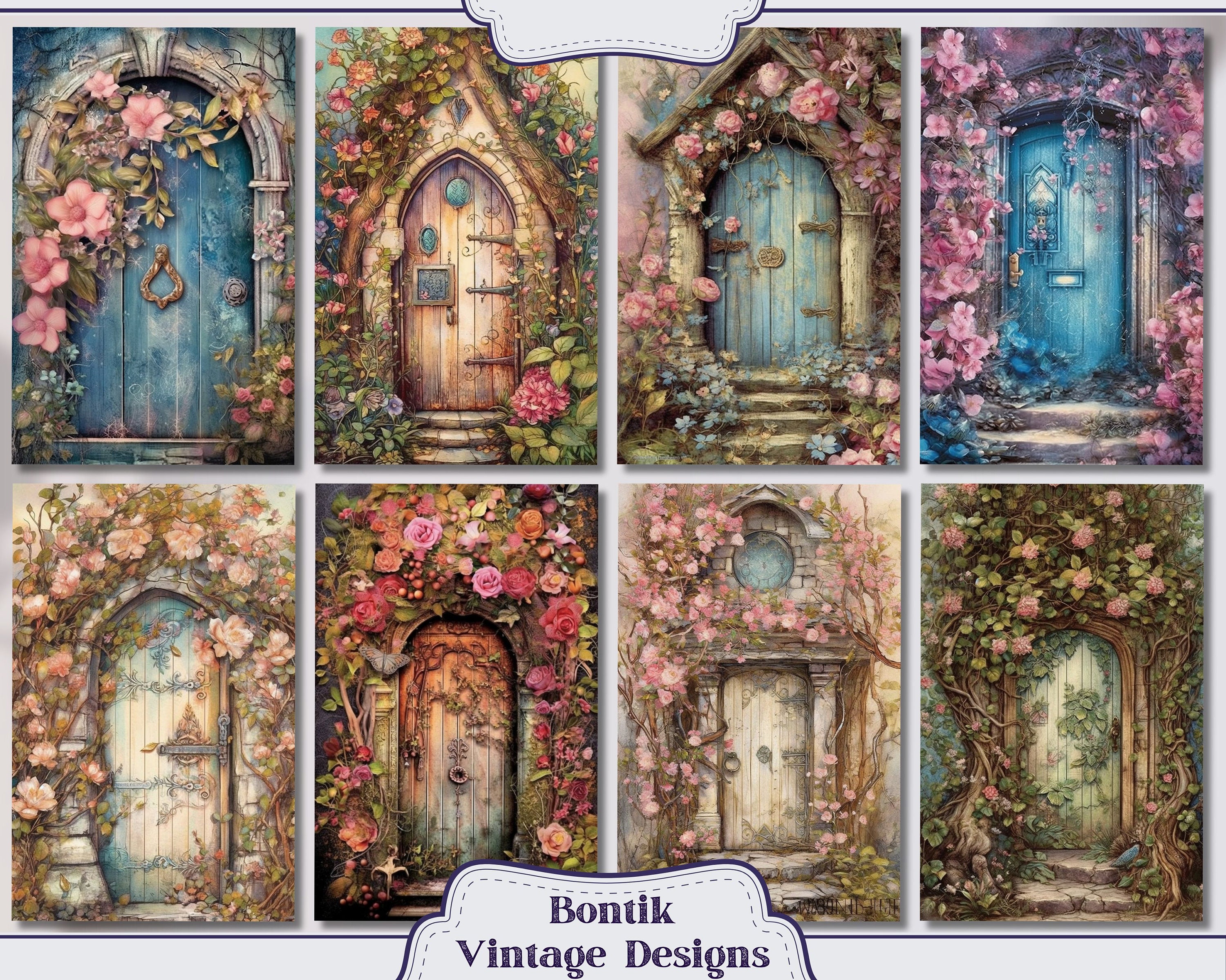 Fairy House Door Entry Vintage Junk Journal Half Pages, Journal ...