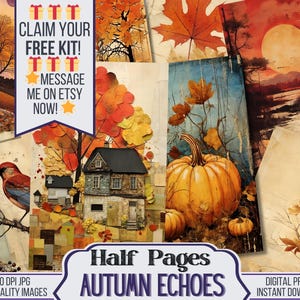 Outono lixo diário páginas outono ecos, a5 lixo diário kit para impressão, outono imprimíveis, outono efêmera scrapbooking suprimentos