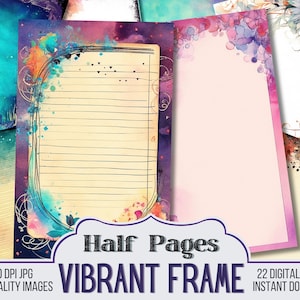 Lebhafter Rahmen Junk Journal Halbe Papiere, Journal Scrapbook Versorgung - 22 leere Junk Journal Seiten - Ephemera, Stamperia, leere leere Seiten