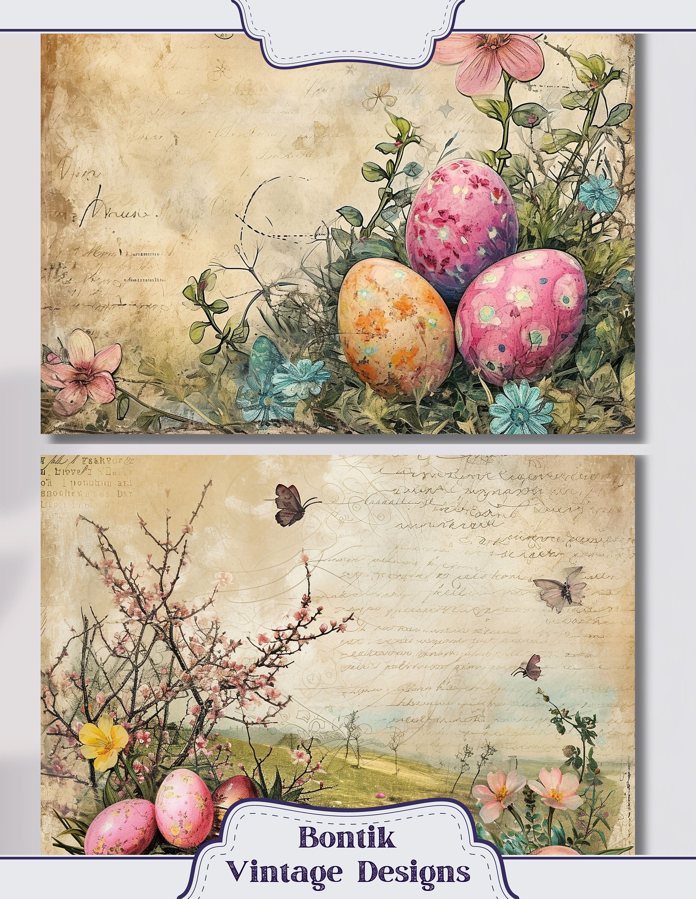 Vintage Easter Junk Journal Double Papers, 18 Spring Themed Printable ...