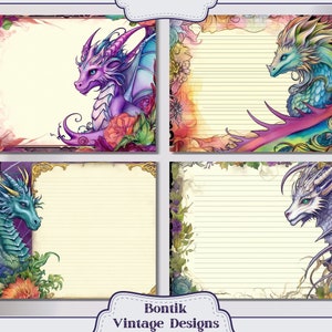 Dragon Portrait Blank Lined Pages Vintage Junk Journal Paper, Journal ...