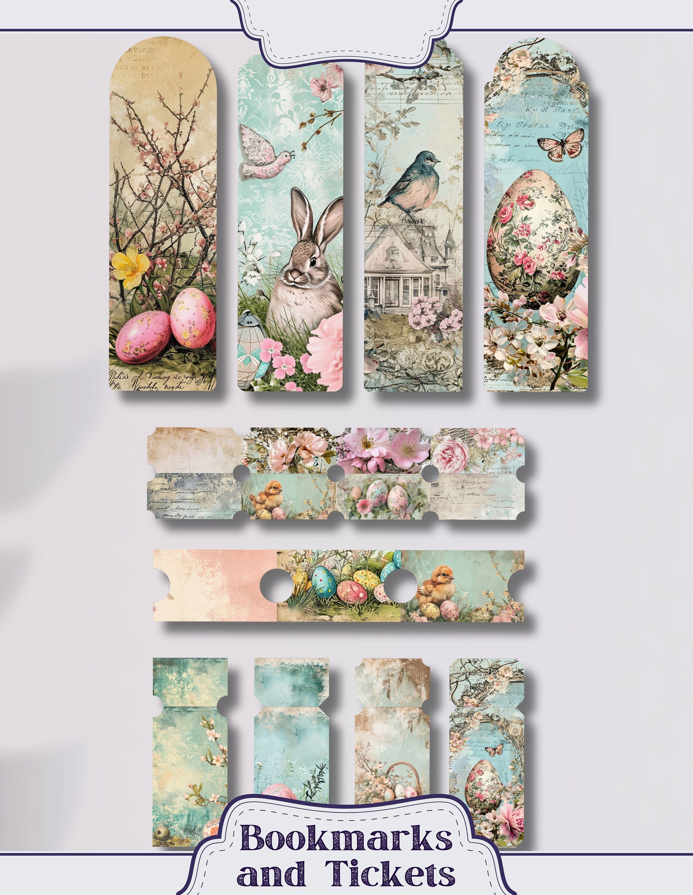 Vintage Easter Junk Journal Kit Ephemera, Easter Bunny Pages, ATC, Tags ...