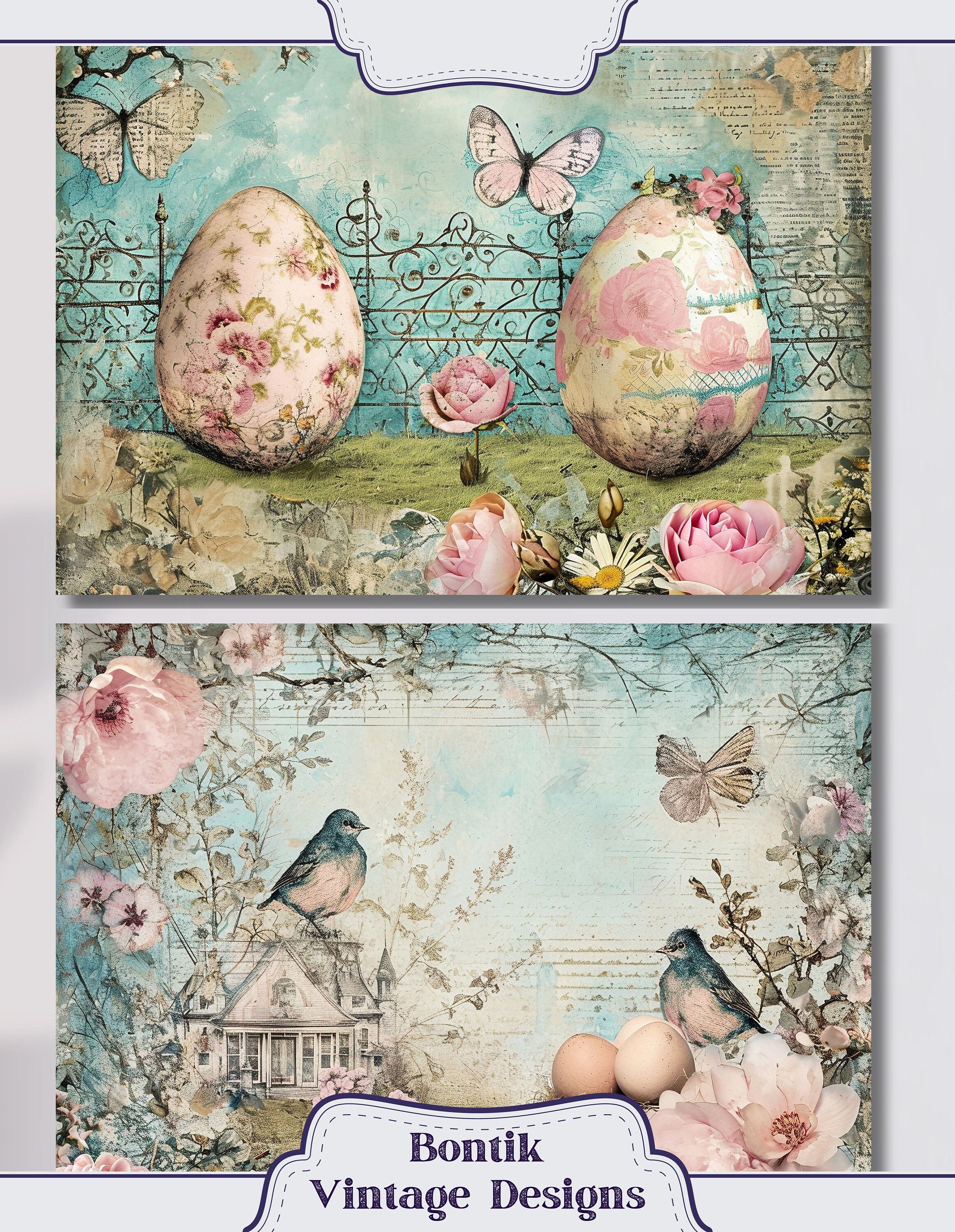 Vintage Easter Junk Journal Double Papers, 18 Spring Themed Printable ...