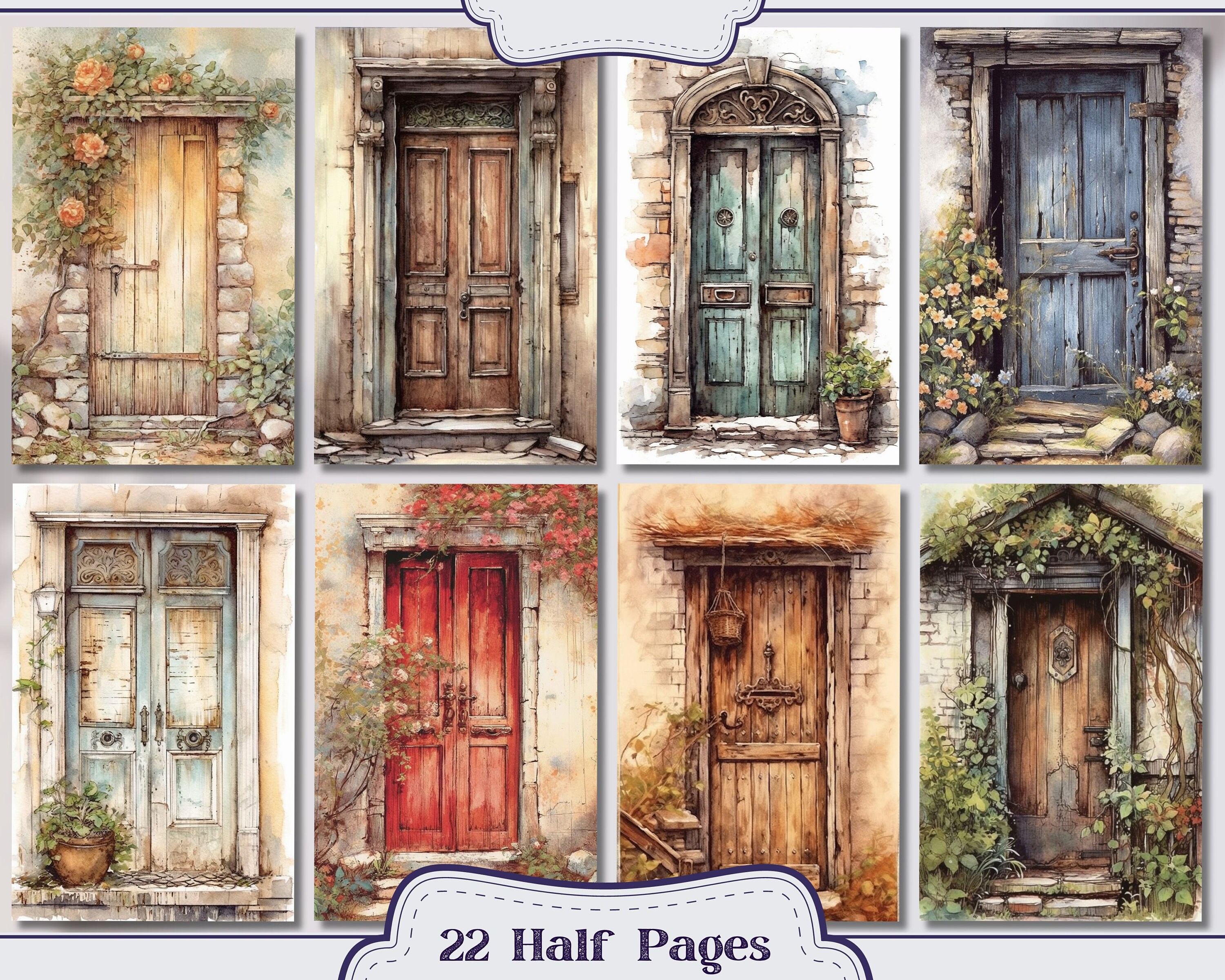 Farmhouse Door Junk Journal Kit Ephemera, ATC, Tags, Pocket, Scrapbook ...