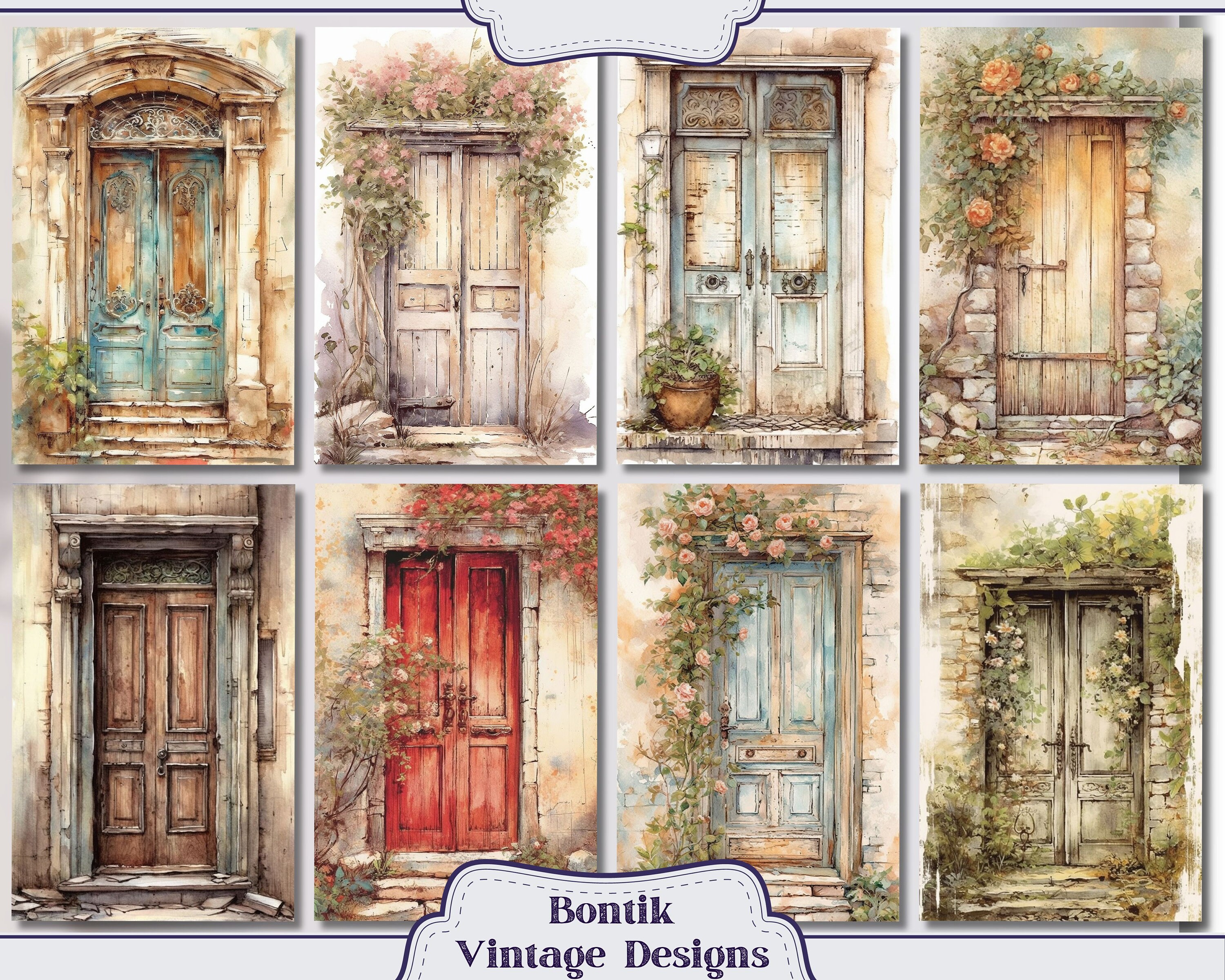 Farmhouse Door Entry Vintage Junk Journal Half Pages, Journal Scrapbook ...